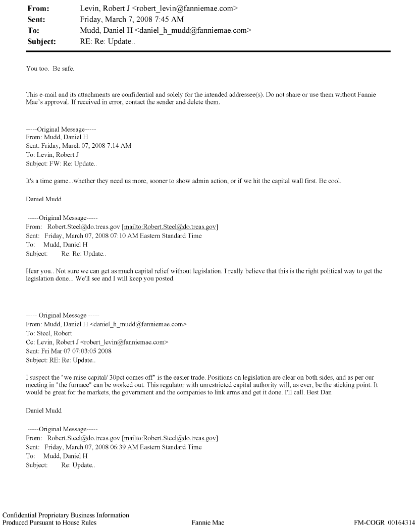 2008-03-07 E-Mail exchange between Daniel Mudd, Robert Levin, and Robert Steel-1